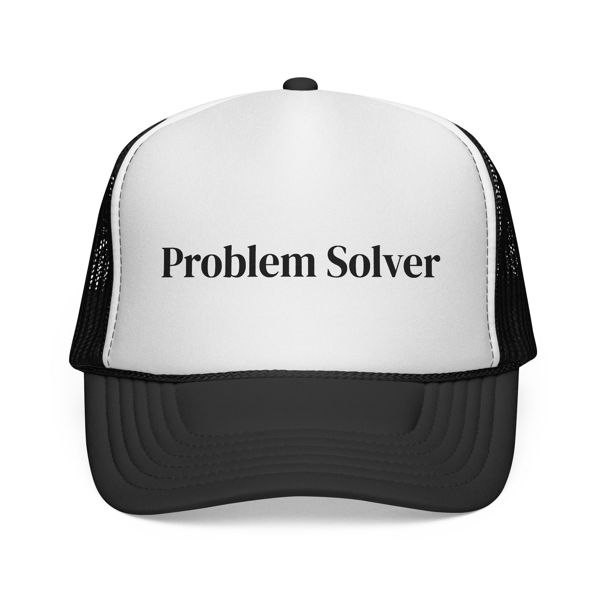 Problem Solver Trucker Hat — Bold Script Mesh Cap for Problem Solvers