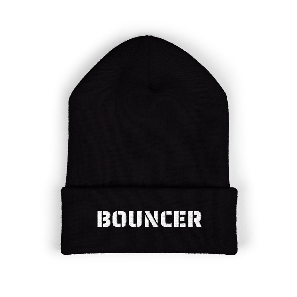 Bouncer Embroidered Cuffed Beanie — Black Knit Hat for Security Staff & Nightlife