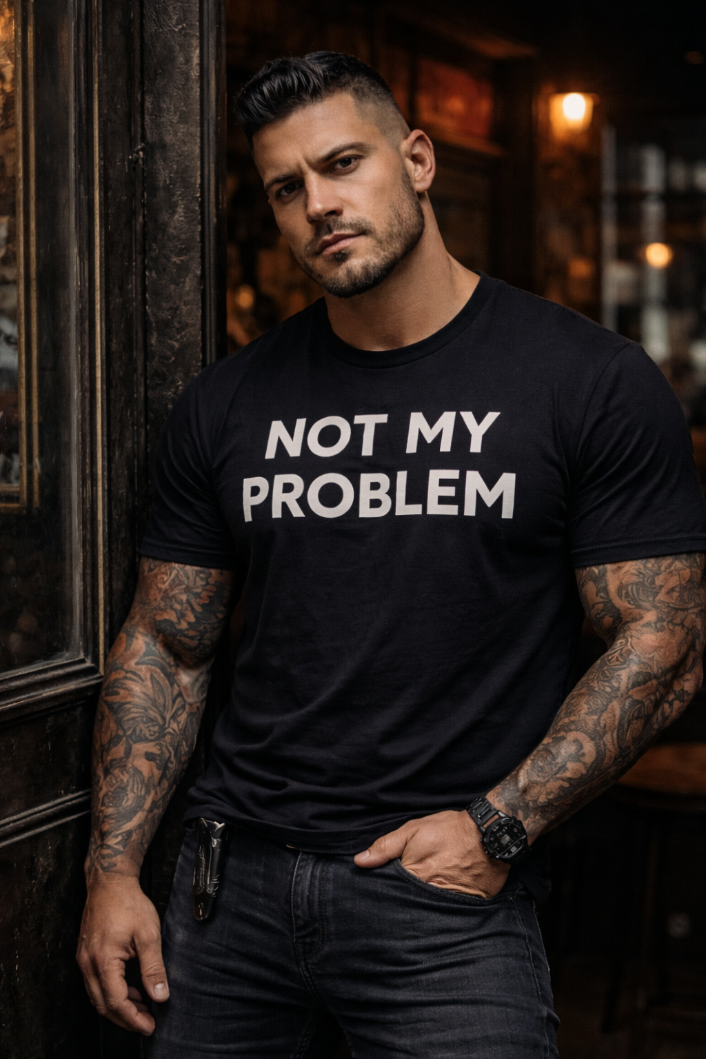 Not My Problem T‑Shirt — Funny Graphic Tee with Bold Text