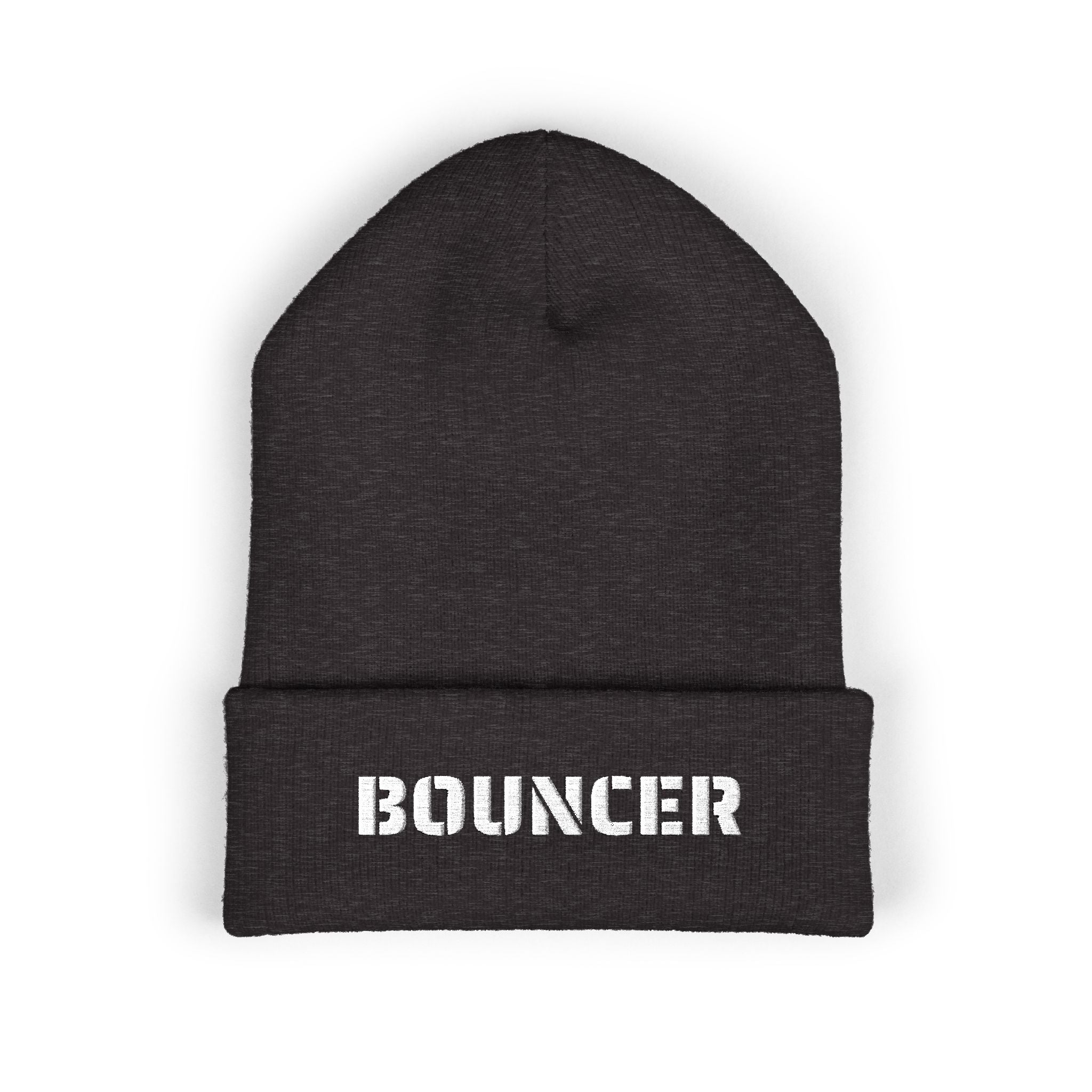 Bouncer Embroidered Cuffed Beanie — Black Knit Hat for Security Staff & Nightlife