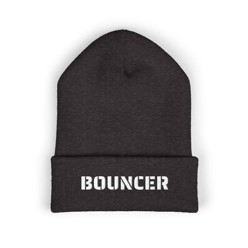 Bouncer Embroidered Cuffed Beanie — Black Knit Hat for Security Staff & Nightlife